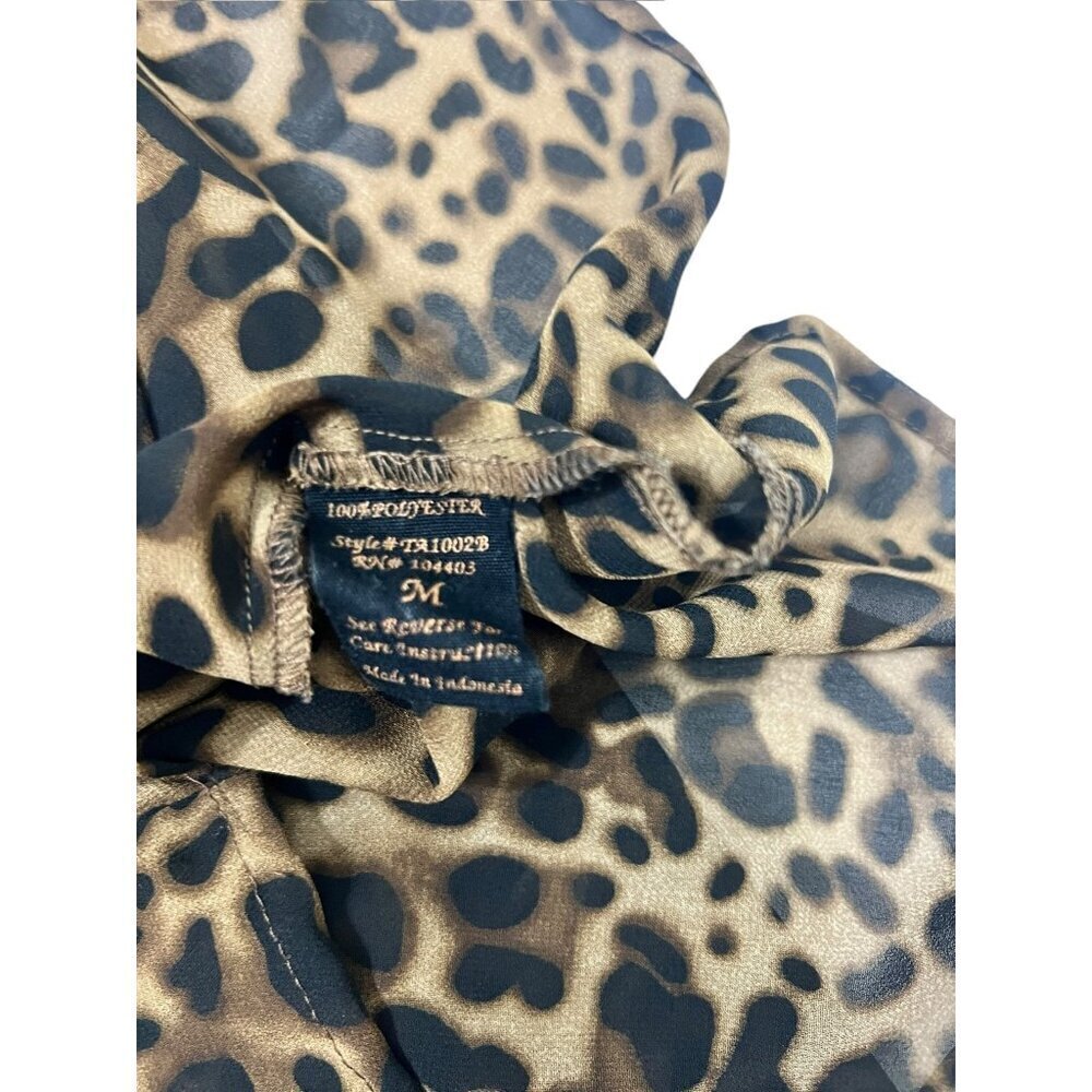 Mine Women's Shear Animal Print Riffled Top - Picture 4 of 6